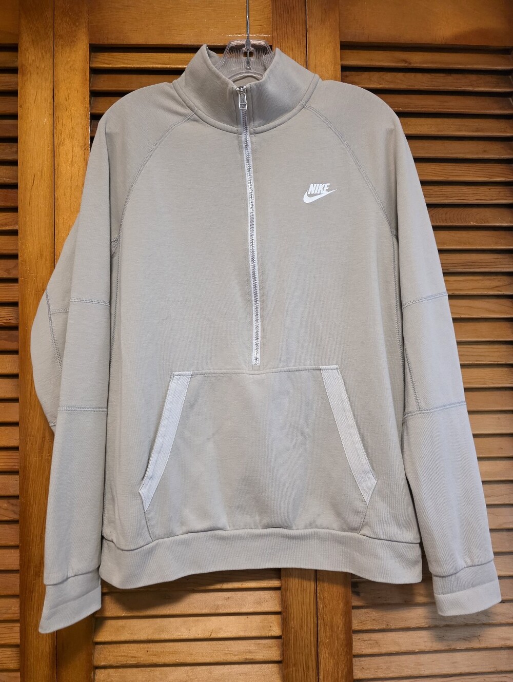 Nike Men's Sportswear Modern Mock Neck Half Zip Pullover Beige French Terry M